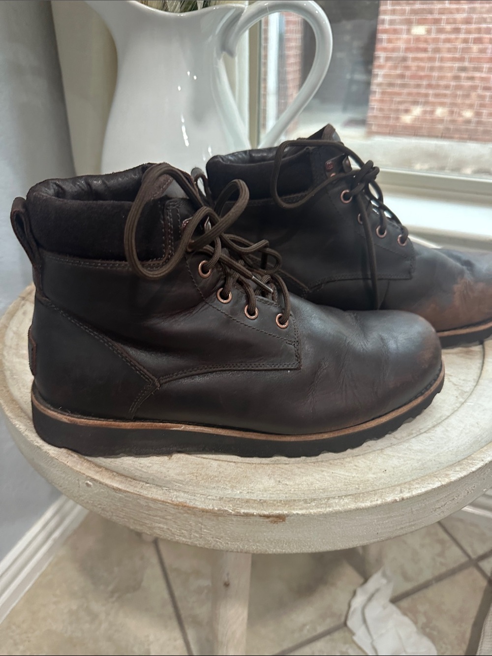 UGG Men's Brown Leather Chukka Work Boots